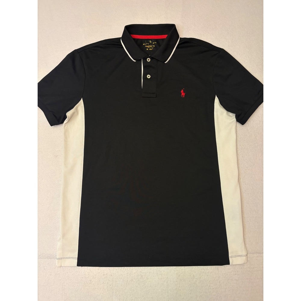 Polo Ralph Lauren Performance Shirt Mens Medium Black White Colorblock Polo